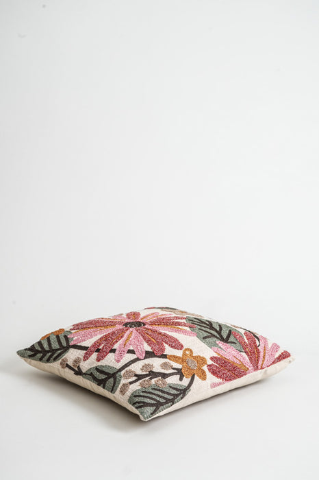 Decorative cushion cotton flower leaves 40x40cm