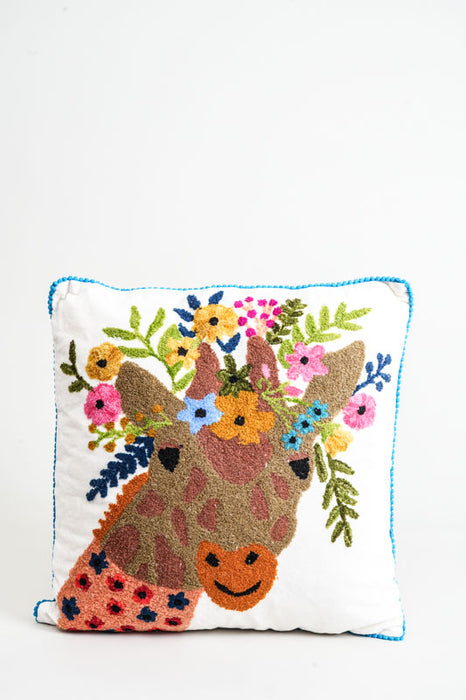 Coussin décoratif coton girafe 45x45cm