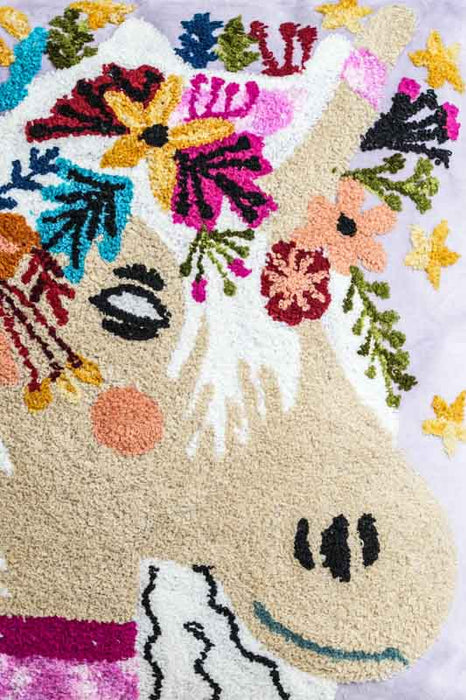 Decorative cushion cotton flowers/unicorn 45x45cm