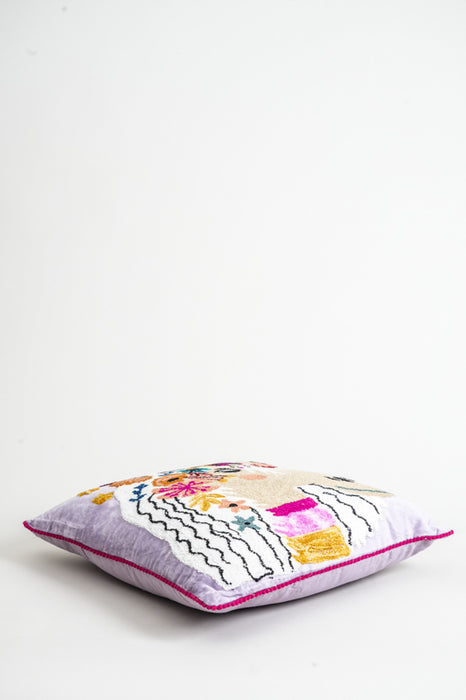 Decorative cushion cotton flowers/unicorn 45x45cm
