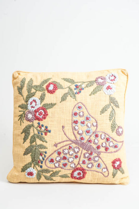 Coussin décoratif coton papillon 45x45cm