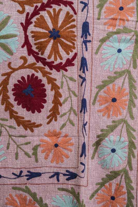 Couverture en coton brodée, 125x150cm, rose/bleu/multicolore