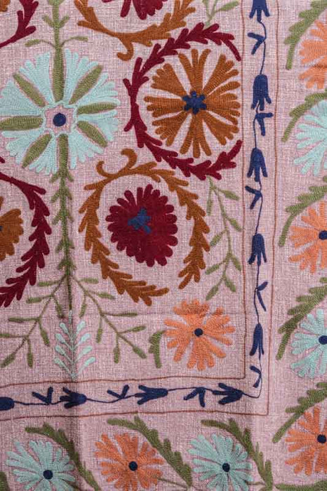 Couverture en coton brodée, 125x150cm, rose/bleu/multicolore