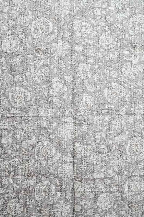 Couvre-lit en coton Kantha, 220x270cm, gris clair/blanc/multicolore