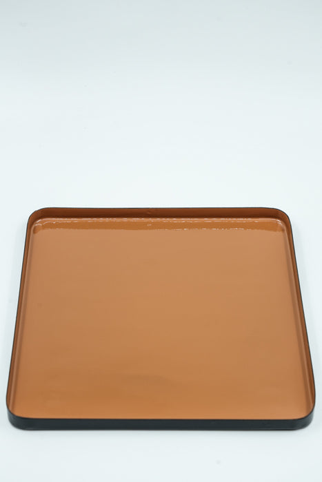 Enamelled serving tray, black/brown, 25x25x2cm