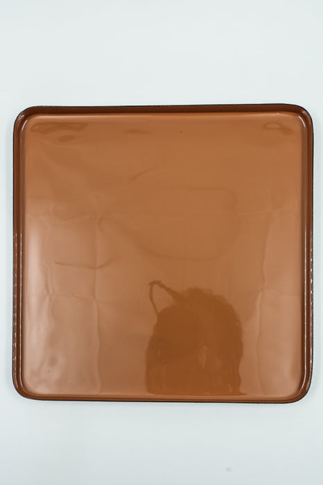 Enamelled serving tray, black/brown, 25x25x2cm