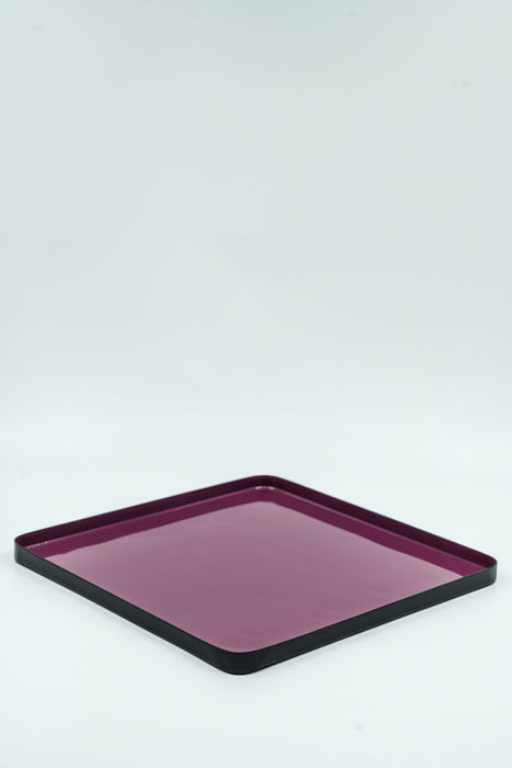 Plateau de service émaillé, noir/violet, 30 x 30 x 2 cm