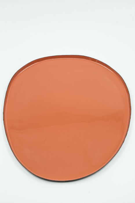 Serviertablett oval emailliert schwarz/ocker 32x27x1cm