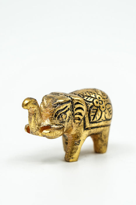 Decorative elephant, aluminum, gold-colored, small, 5.5x2.5 cm
