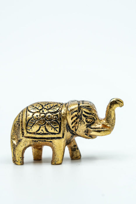 Decorative elephant, aluminum, gold-colored, small, 5.5x2.5 cm