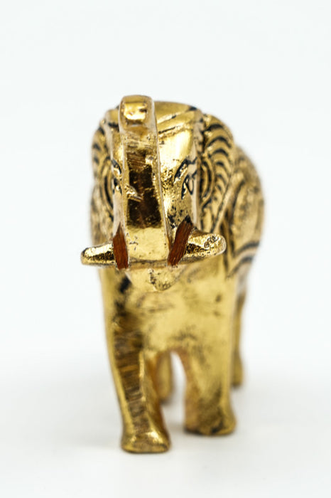 Decorative elephant, aluminum, gold-colored, medium size, 8.5x6 cm