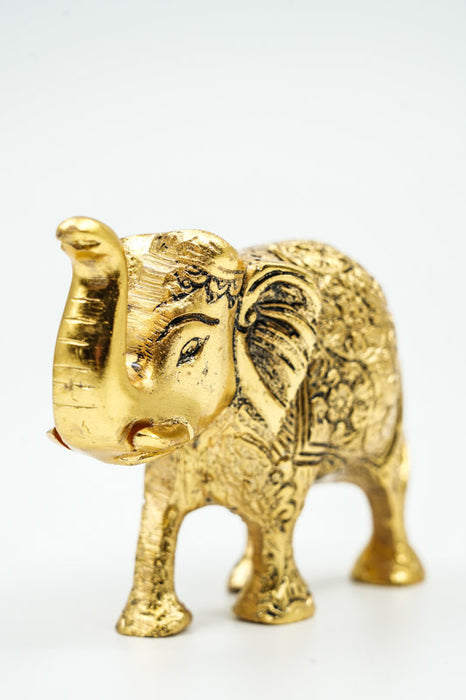 Éléphant décoratif, aluminium, couleur or, grand format, 15 x 10 cm