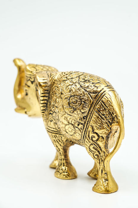 Éléphant décoratif, aluminium, couleur or, grand format, 15 x 10 cm