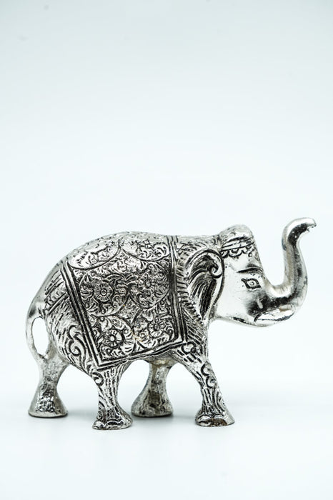 Decorative elephant, aluminum, silver-colored, large, 15x10 cm