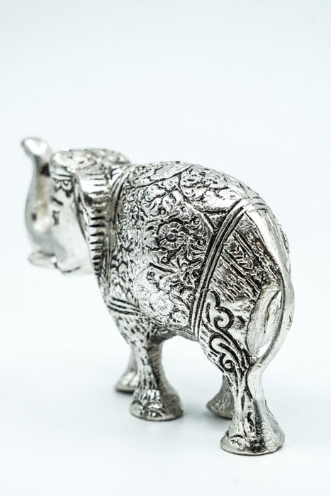Decorative elephant, aluminum, silver-colored, large, 15x10 cm