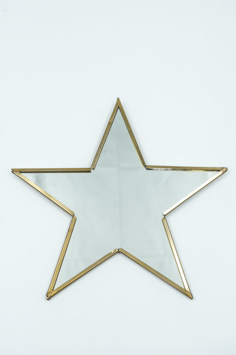 Brass mirror with small star, 19 cm