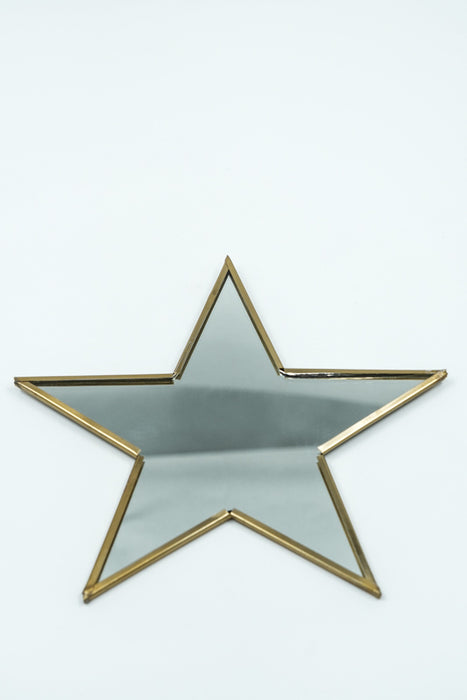 Brass mirror with small star, 19 cm