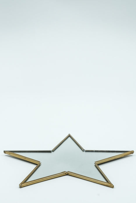 Brass mirror with small star, 19 cm