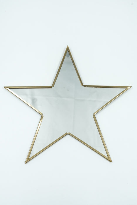 Brass mirror with star design, large, 24.5 cm