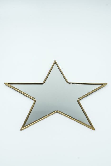 Brass mirror with star design, large, 24.5 cm