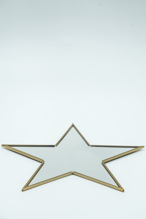 Brass mirror with star design, large, 24.5 cm