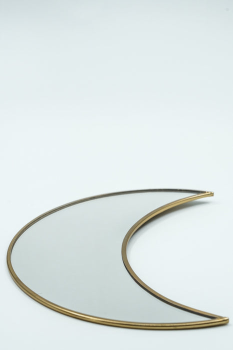 Brass crescent mirror, large, 24.5 x 10 cm