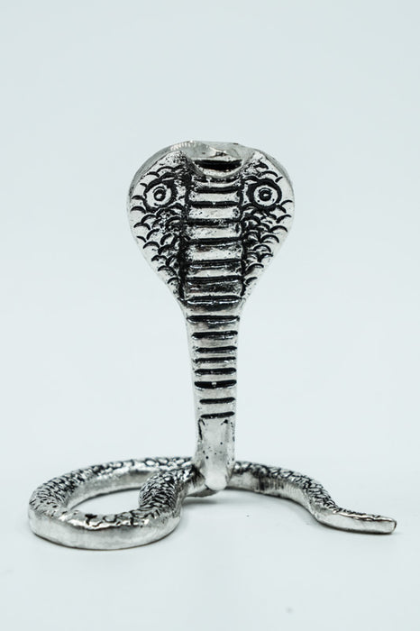 Porte-encens Cobra, en aluminium argenté, style antique