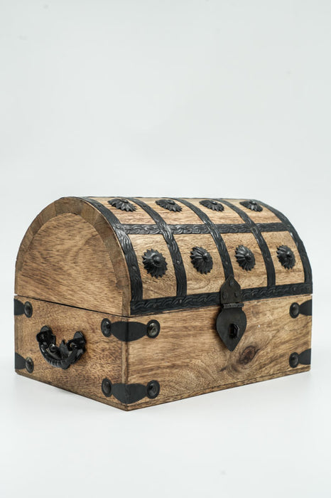 Treasure chest, mango wood, iron, decorated, 20x15x15cm