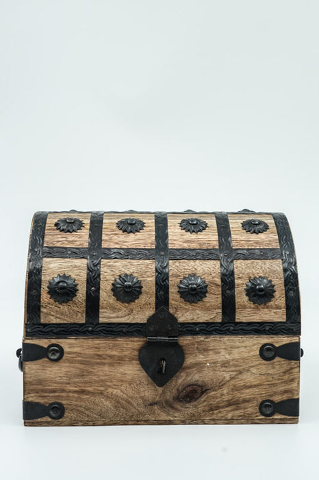 Treasure chest, mango wood, iron, decorated, 20x15x15cm