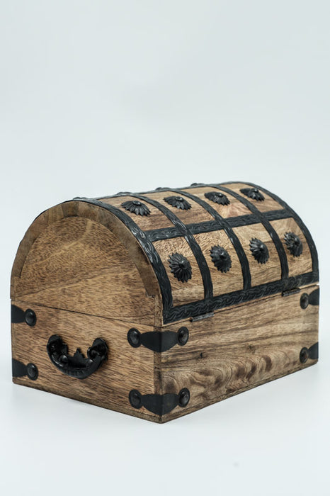 Treasure chest, mango wood, iron, decorated, 20x15x15cm