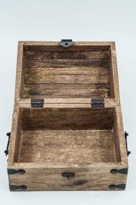 Treasure chest, mango wood, iron, decorated, 20x15x15cm