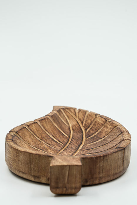 Decorative plate mango wood leaf 25x15x3cm