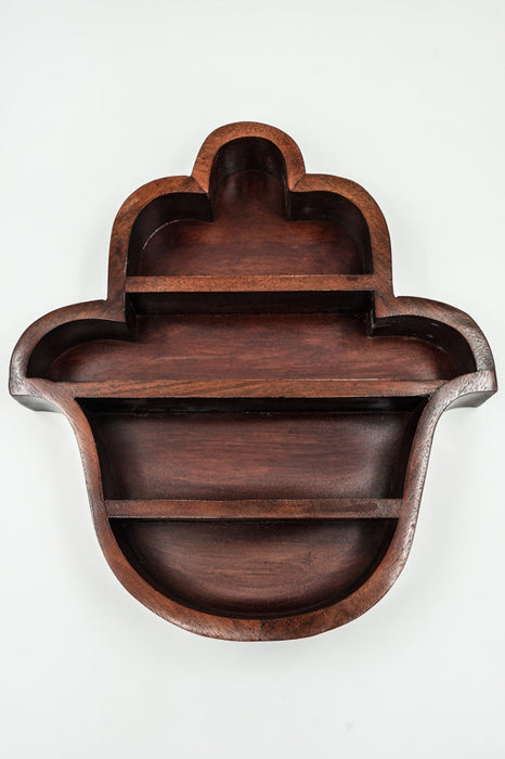 Decorative shelf mango wood Hamsa hand 30x20cm