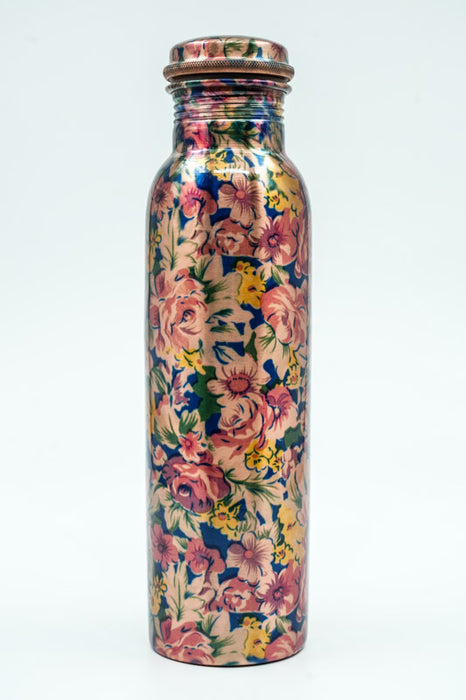 Bouteille en cuivre à fleurs roses, 950 ml