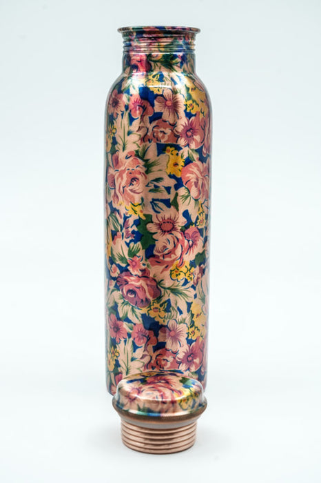 Bouteille en cuivre à fleurs roses, 950 ml