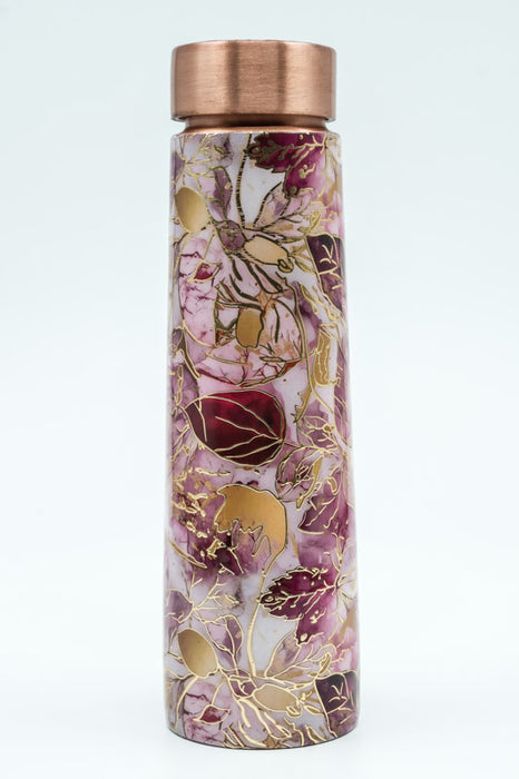 Copper bottle leaves pink/bordeaux 950ml