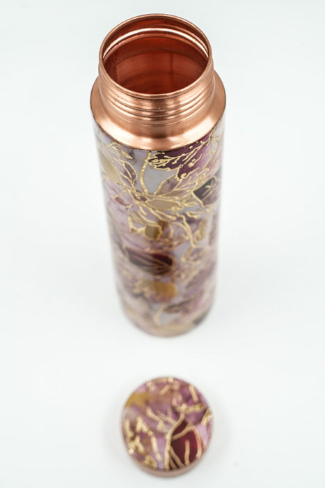 Copper bottle leaves pink/bordeaux 950ml