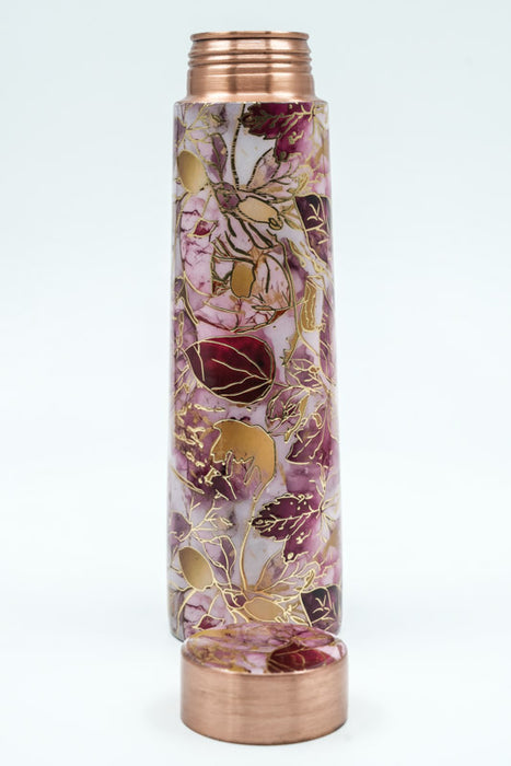 Copper bottle leaves pink/bordeaux 950ml