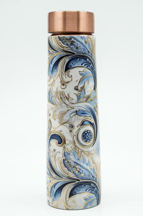 Kupferflasche Muster blau/beige 950ml