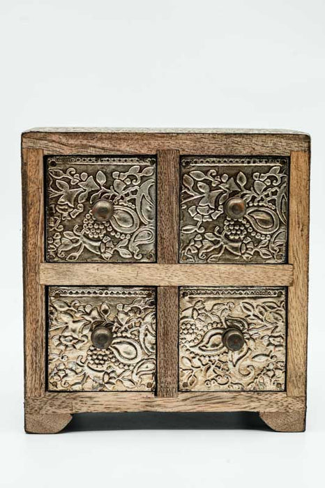 Decorative chest of drawers mango wood 4 drawers 14.5x12x15cm