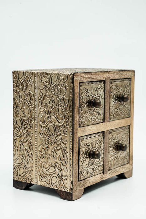 Decorative chest of drawers mango wood 4 drawers 14.5x12x15cm