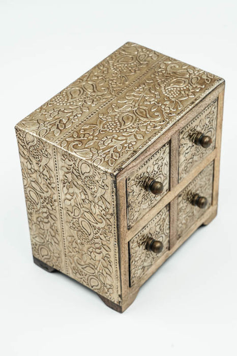 Decorative chest of drawers mango wood 4 drawers 14.5x12x15cm
