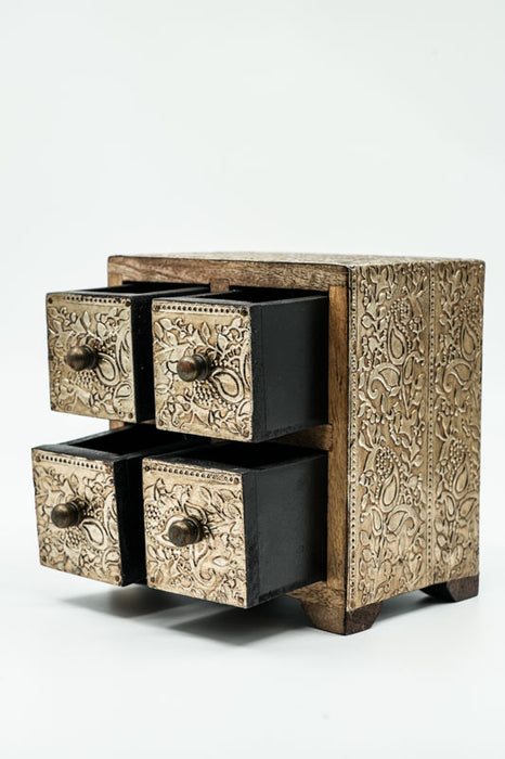 Decorative chest of drawers mango wood 4 drawers 14.5x12x15cm