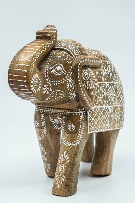 Elephant Mangoholz bemalt 21.25x9x21.25 cm