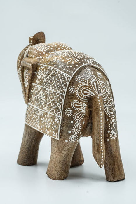 Elephant Mangoholz bemalt 21.25x9x21.25 cm