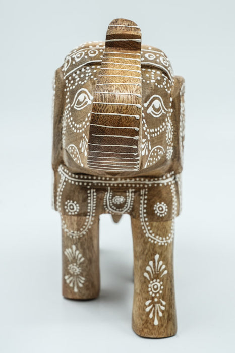 Elephant Mangoholz bemalt 21.25x9x21.25 cm