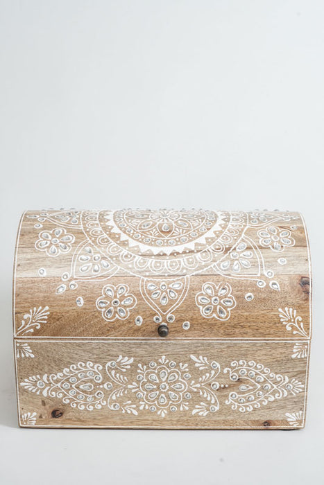 Treasure chest painted mango wood 30x20x18.75cm
