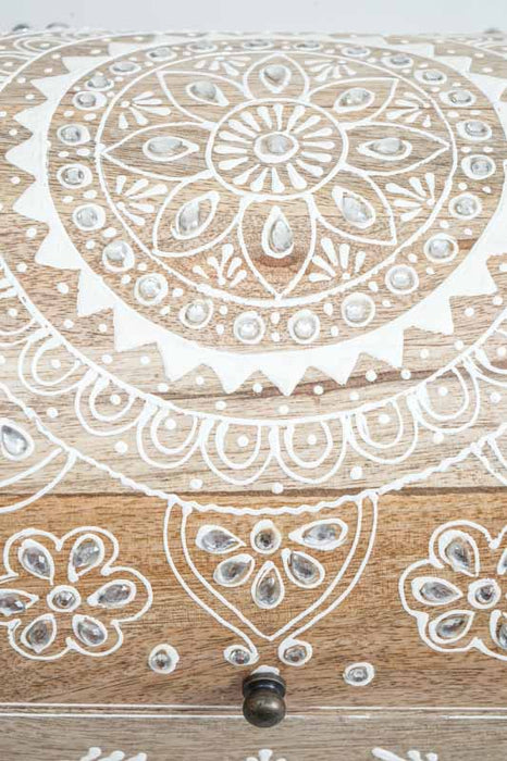 Treasure chest painted mango wood 30x20x18.75cm