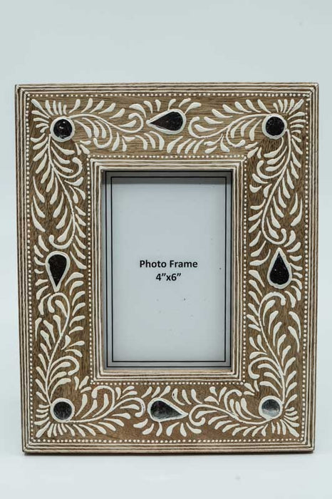 Bilderrahmen Mangoholz braun verziert 20x25cm