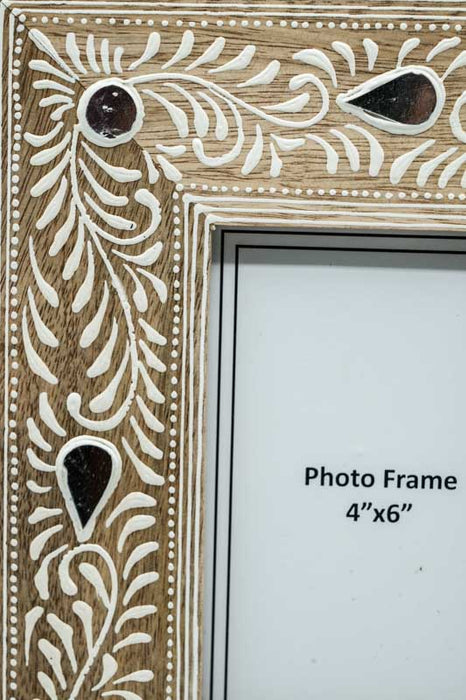 Bilderrahmen Mangoholz braun verziert 20x25cm